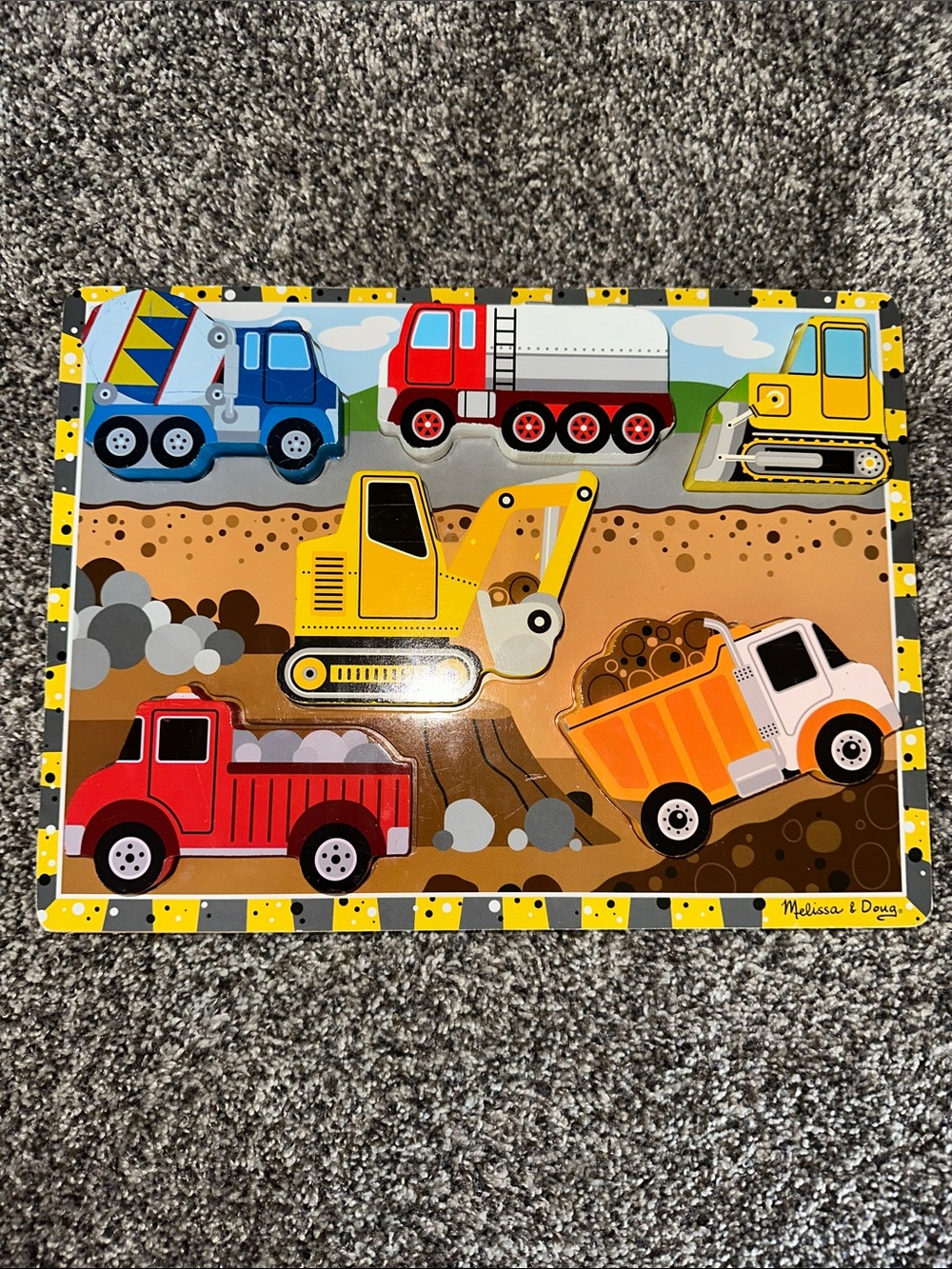 Melissa & Doug Construction Vehicle Puzzle - Yellow, Red, Blue, Orange, White